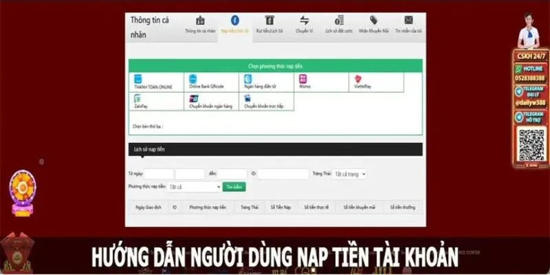 Các bước chuẩn bị trước khi nạp tiền